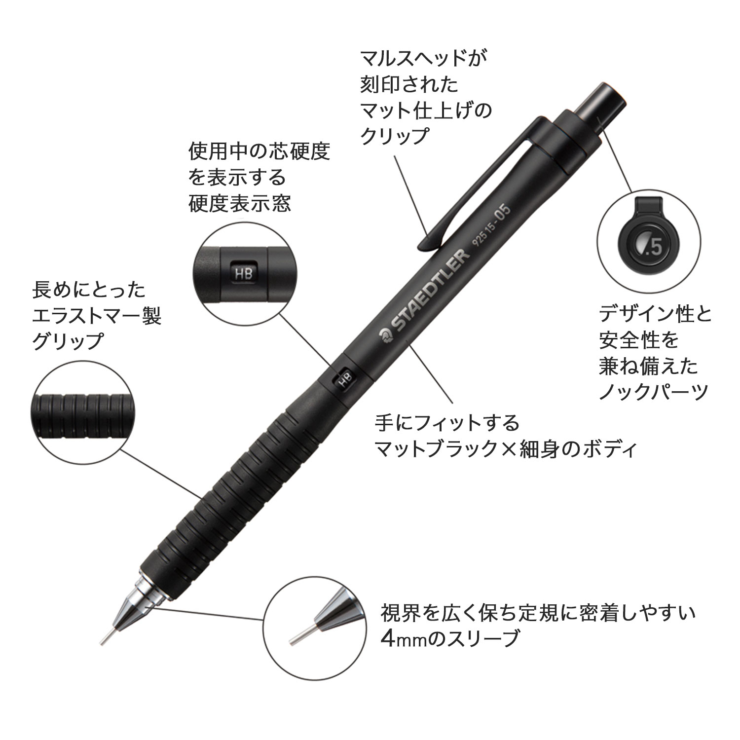 ƥåɥ顼 STAEDTLER ѥ㡼ץڥ󥷥 925 15 ֥å 0.5mm ڥ᡼زġ֥ۡå