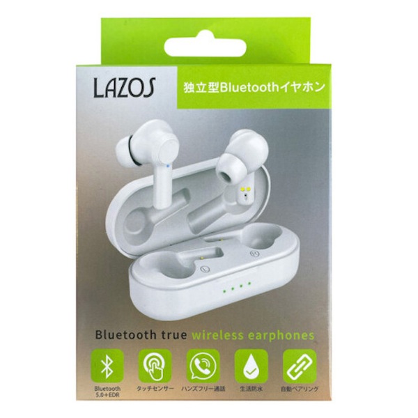 Lazos ブルートゥース イヤホン L-TWS-W 完全ワイヤレス Bluetooth5.0